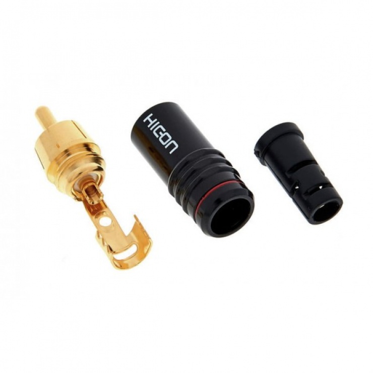 Imagine Conector de lipit metalic RCA tata, HICON HI-CM06-RED