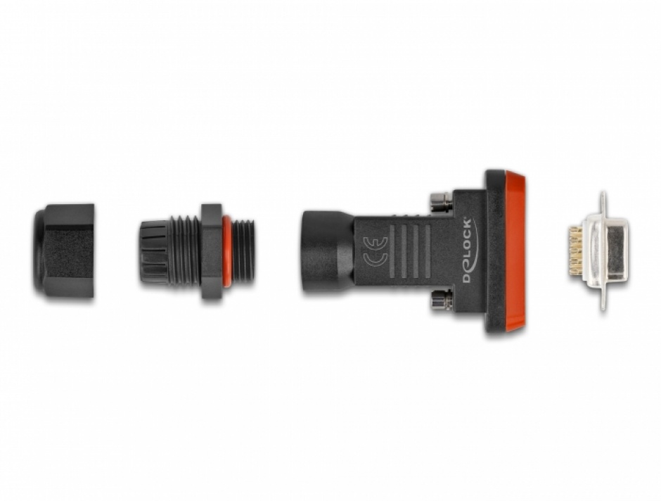 Imagine Conector D-Sub 9 pini mama cu carcasa IP67 rezistenta la apa, Delock 87803