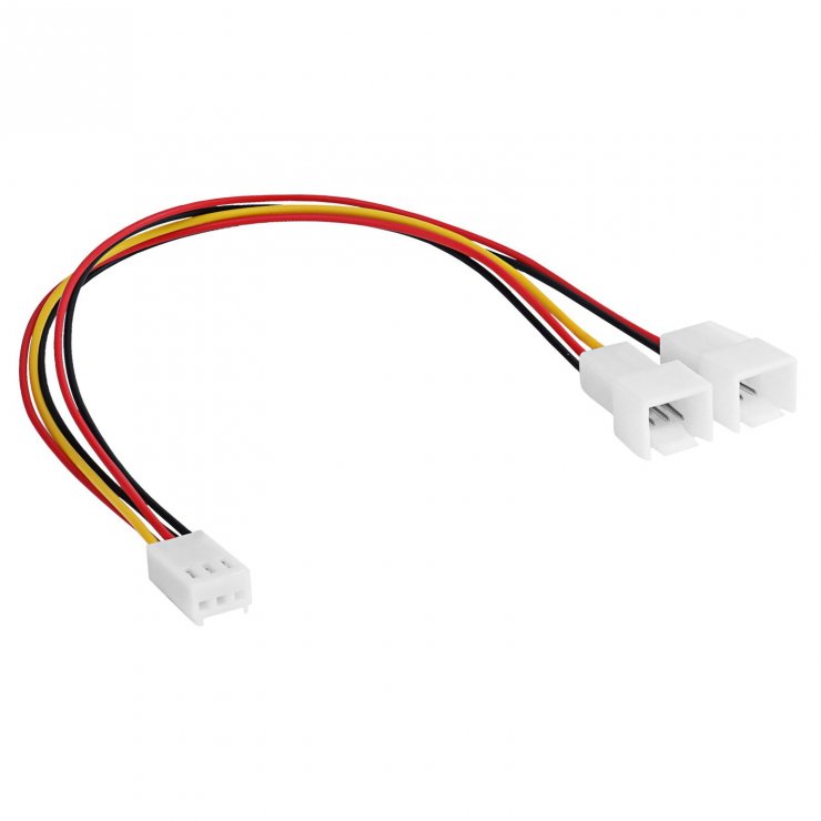 Imagine Cablu alimentare ventilator 3 pini la 1 x 3 pini + 1 x 2 pini M-T 15cm, AK-CA-52