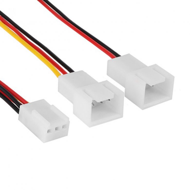 Imagine Cablu alimentare ventilator 3 pini la 1 x 3 pini + 1 x 2 pini M-T 15cm, AK-CA-52