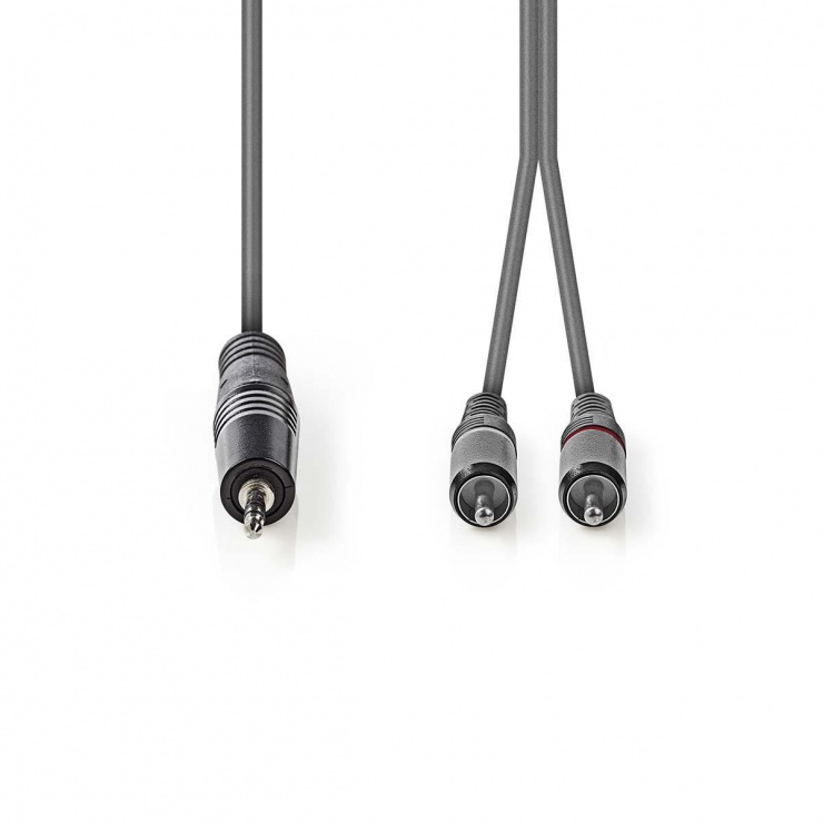 Imagine Cablu audio jack stereo 3.5mm la 2 x RCA T-T 5m, Nedis COTH22200GY50
