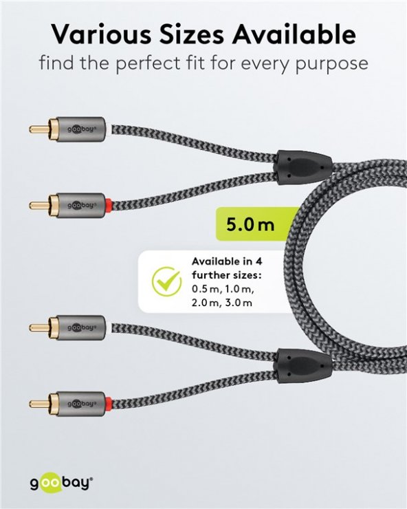 Imagine Cablu audio 2 x RCA la 2 x RCA T-T 5m brodat, Goobay Plus G65295