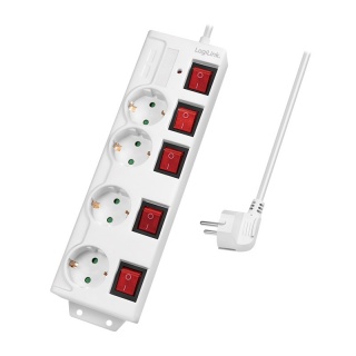 Prelungitor cu 4 x Schuko + switch ON/Off 1.5m Alb, Logilink LPS252