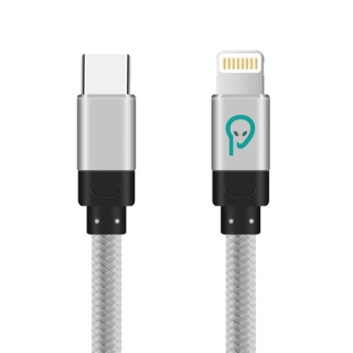 Cablu USB type C la iPhone Lightning T-T 1m Silver, Spacer SPDC-LIGHT-TYPEC-BRD-SL-1.0